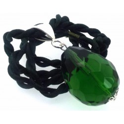 Large Faceted Egg Green Andara Crystal Pendant